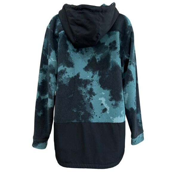 Montec Echo Hood FW20 Womens Fleece Pullover Hoodie Tie-Dye Green & Black S 100% - Picture 3 of 9